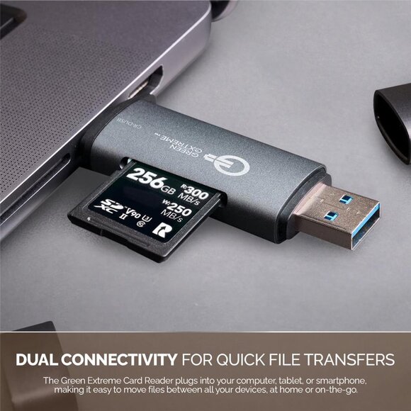 🔗 New🔗 Green Extreme USB 3.0 Type-A and Type-C  2 in 1 Card Reader - Picture 6 of 10